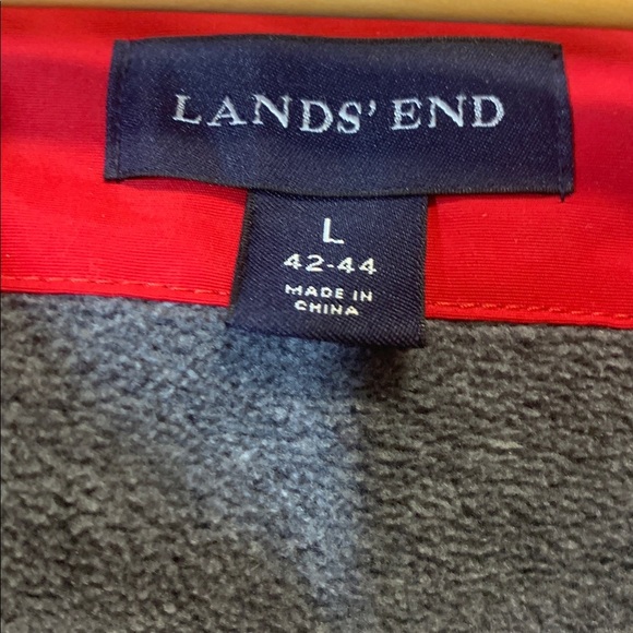 Lands’ End Jacket - Men’s Large 42-44 - Red with Gray Fleece - Waterproof - Picture 2 of 9